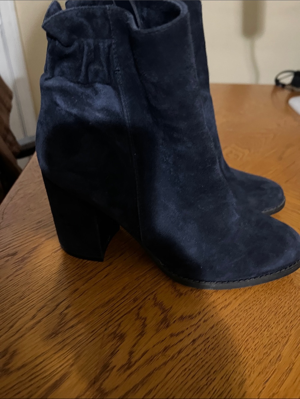 Arturo Chiang Black Suede Block Heel Ankle Boots